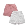 My Milestones Casual Cotton Shorts for Kids/Baby Girls - Pack of 2 (Peach/White) (6 to 9 Months)