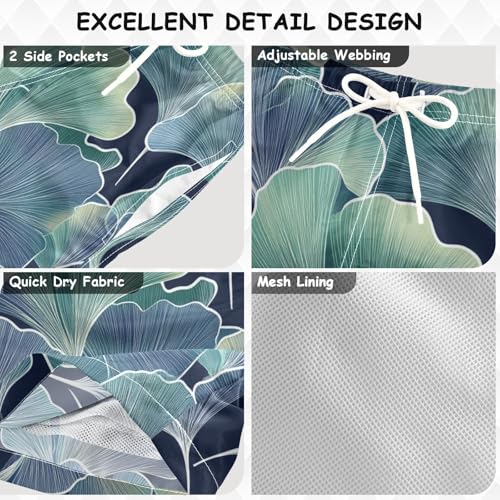 Maple Leaves Blue Pattern Boy Swim Shorts Boys Beach Board Shorts Quick Dry Elastic Lined Beachwear 2T3