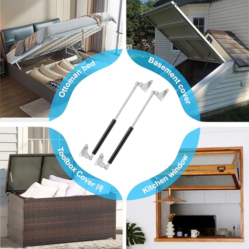 Gasdruckfeder 50MM 45kg/450N, 2 Stück Universal regelbar Schwerlast L-Typ Gasdruckdämpfer Hydraulisch Halterung für Werkzeugkasten Wohnmobil - Schranktüren und andere individuelle Anwendungen