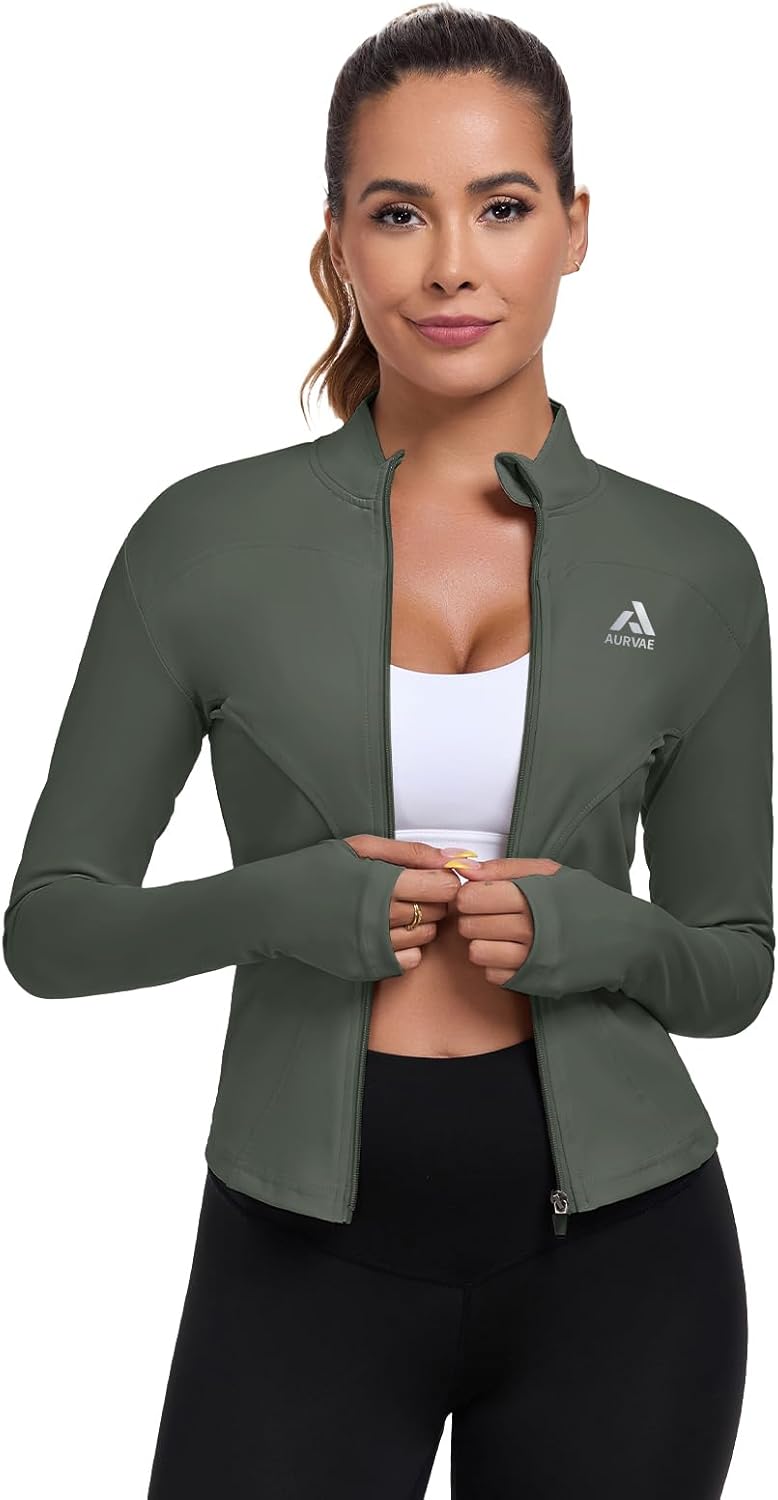 Women's Workout Jacket, Womens Cropped Lightweight Running Jackets, Zip Slim Fit Athletic Tops for Gym, Yoga, Jogging - Image 4