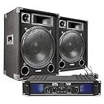 Skytec MAX 700W DJ Amplifier and Speaker Packages - Complete Speakers Set with Power Amp and Cable for Party Events, Disco and Live Performance