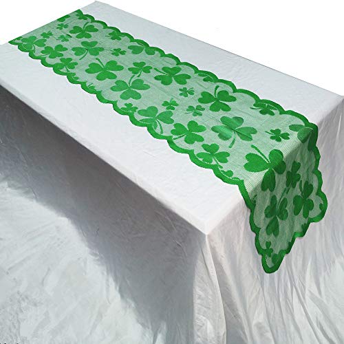 Know me St Patrick's Day Clover Table Runner Party Decorations, Shamrock Table Cloth