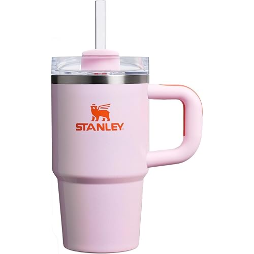 Stanley Quencher H2.0 Tumbler with Handle and Straw 20 oz | Flowstate 3-Position Lid | Cup Holder Compatible for Travel | Insulated Stainless Steel Cup | BPA-Free | Rose Petal Shimmer