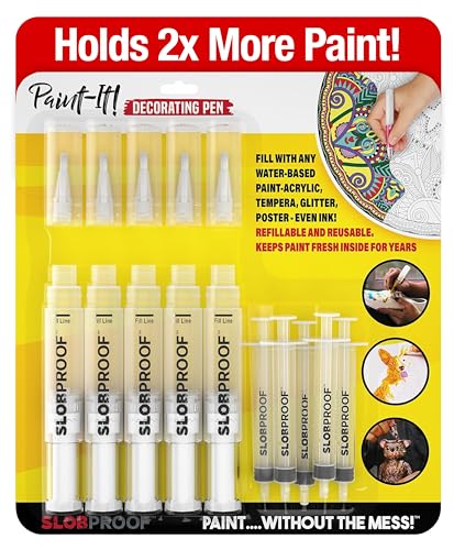 Slobproof Paint It! Decorating Pen, Refillable Paint Pens, Fine T...