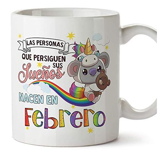 MUGFFINS Taza de Cumpleaños Koala mes de Febrero - Desayuno Feliz Cumpleaños/Aniversario. Cerámica 350 mL
