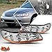 2Pcs Replacement Headlights Headlamps Assembly Chrome Housing Compatible with Honda Accord 1998-2002