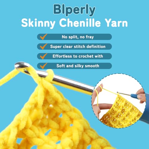 Image of Skinny Chenille Yarn for Crocheting, #2 Brown Thin Baby Blanket Plush Yarn | 4 Pack of 158 Yds, 1.7 Oz Sport Fingering Weight Fine Yarn, Soft Fluffy Velvet Yarn for Crochet knitting Blankets, Amigurumi