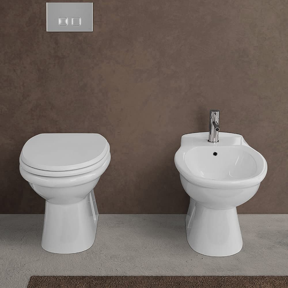 Inbagno Coppia di Sanitari Tradizionali Serie Karla con copriwater con Chiusura Tradizionale