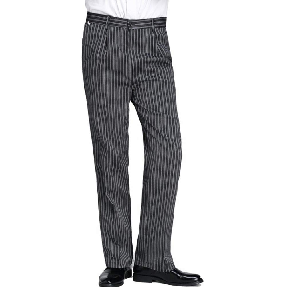 Jitong Men's Zebra Stripes | Semi Elastic Chefwear Pants Plus Size Elasticated Kitchen Work Pants Comfortable Catering Uniforms Chefs Trousers With Pockets - 2XL