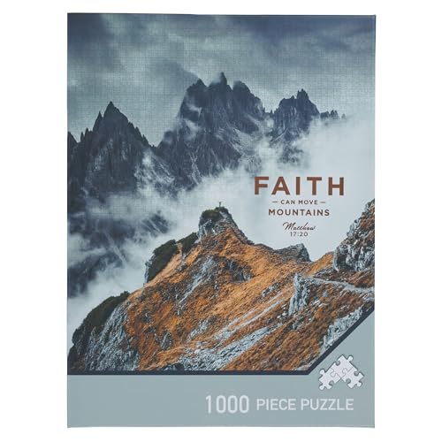 Christian Art Gifts 1000 Piece Inspirational Scripture Jigsaw Puzzle for Men, Women & Kids: Faith Can Move Mountains Family Activity Game, Sturdy Easy Fit Die-Cut, Scenic Mountain Multicolor Landscape