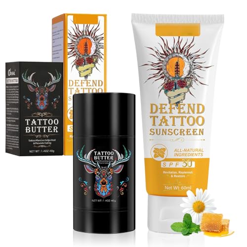 Altherona Tattoo Creme & Tattoo Butter, Tattoo Sonnencreme LSF 30 & Tattoocreme für Tattoo Pflege & Tattoo Farbe Verstakung, Feuchtigkeits Sonnencreme Tattoo & Tattoo Balm Verhindern das Ausbleichen