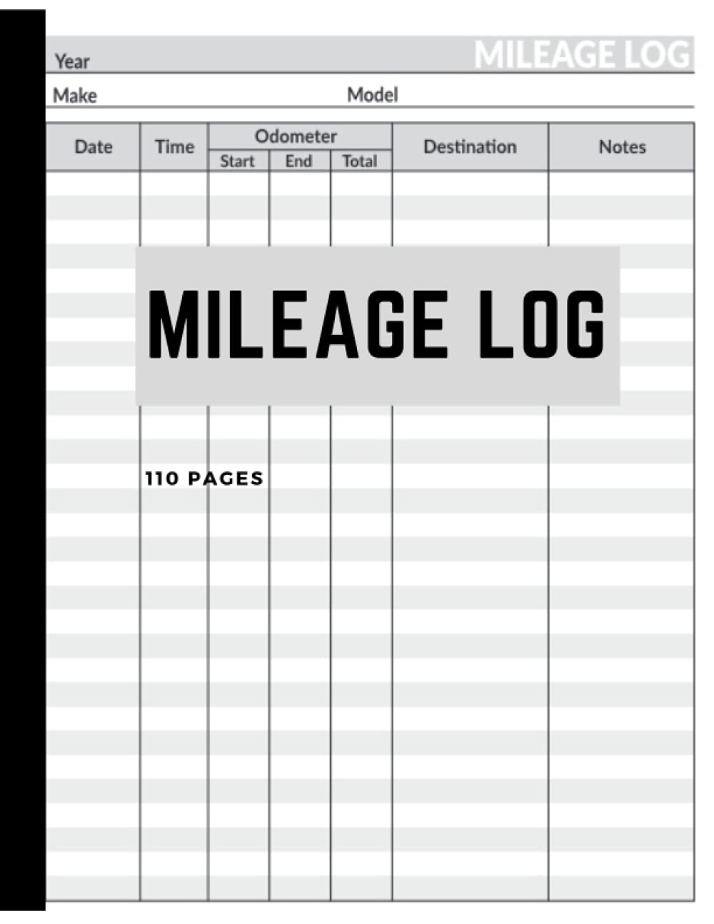 Mileage Log Book- Car Mileage Journal For Business or Personal Taxes, Miles Tracker, Miles Log Book, Odometer Tracker