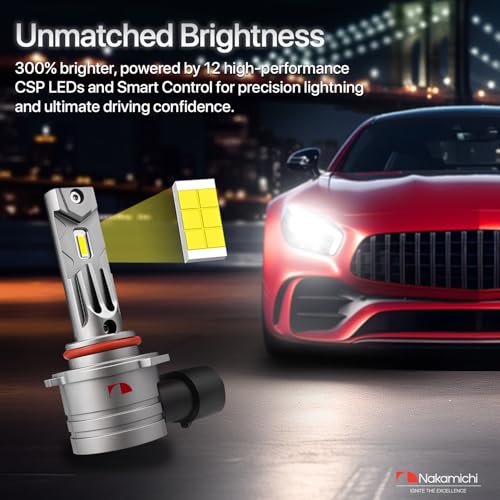 Image of Nakamichi GS810 Series 9005 9006 LED Headlight Foglight Light Bulbs for Replacement, 12,000 Lumens 44W Per Set, Cool White, Plug and Play, 1:1 Beam, Pack of 2, 4300K, 9005 9006 (HB3 HB4)
