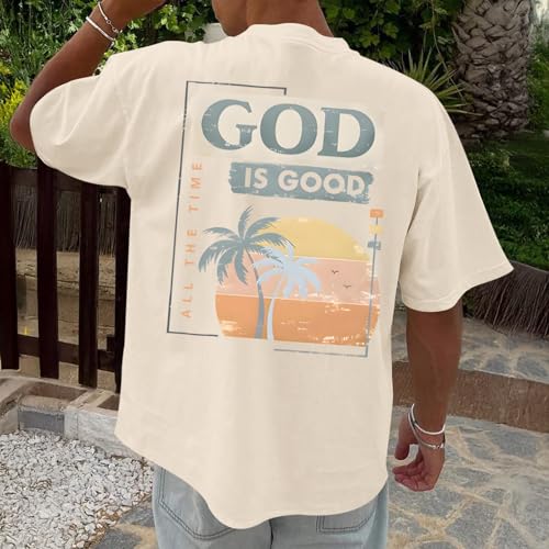 God is Good Christian Shirts for Men Hawaiian Beach Graphic Tees Shirt Oversized Faith Tshirt Summer Baggy Clothes4
