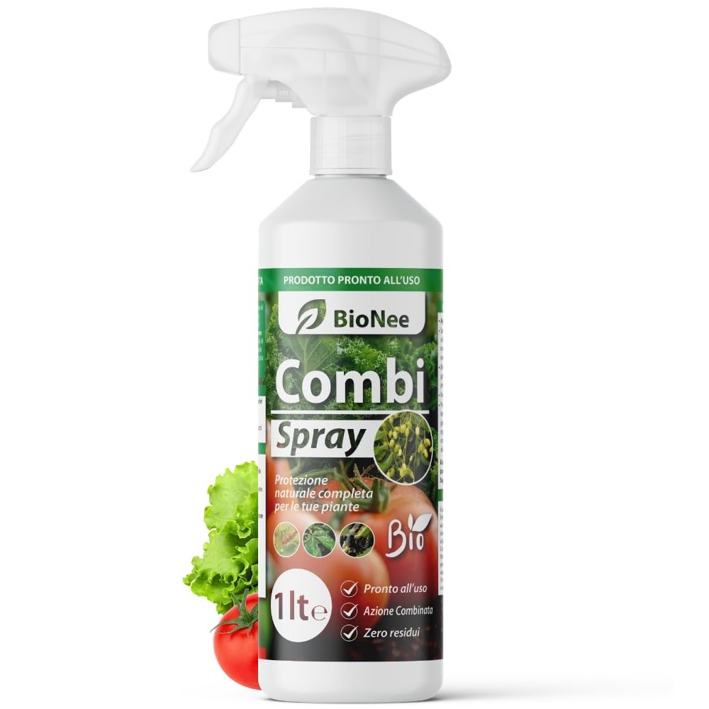 Combi Spray 1 lt | Con Olio di Neem e Sapone Molle | Naturale e Pronto all’Uso | Anti-Afidi, Cocciniglie e Fumaggine | Protegge e Pulisce le Piante