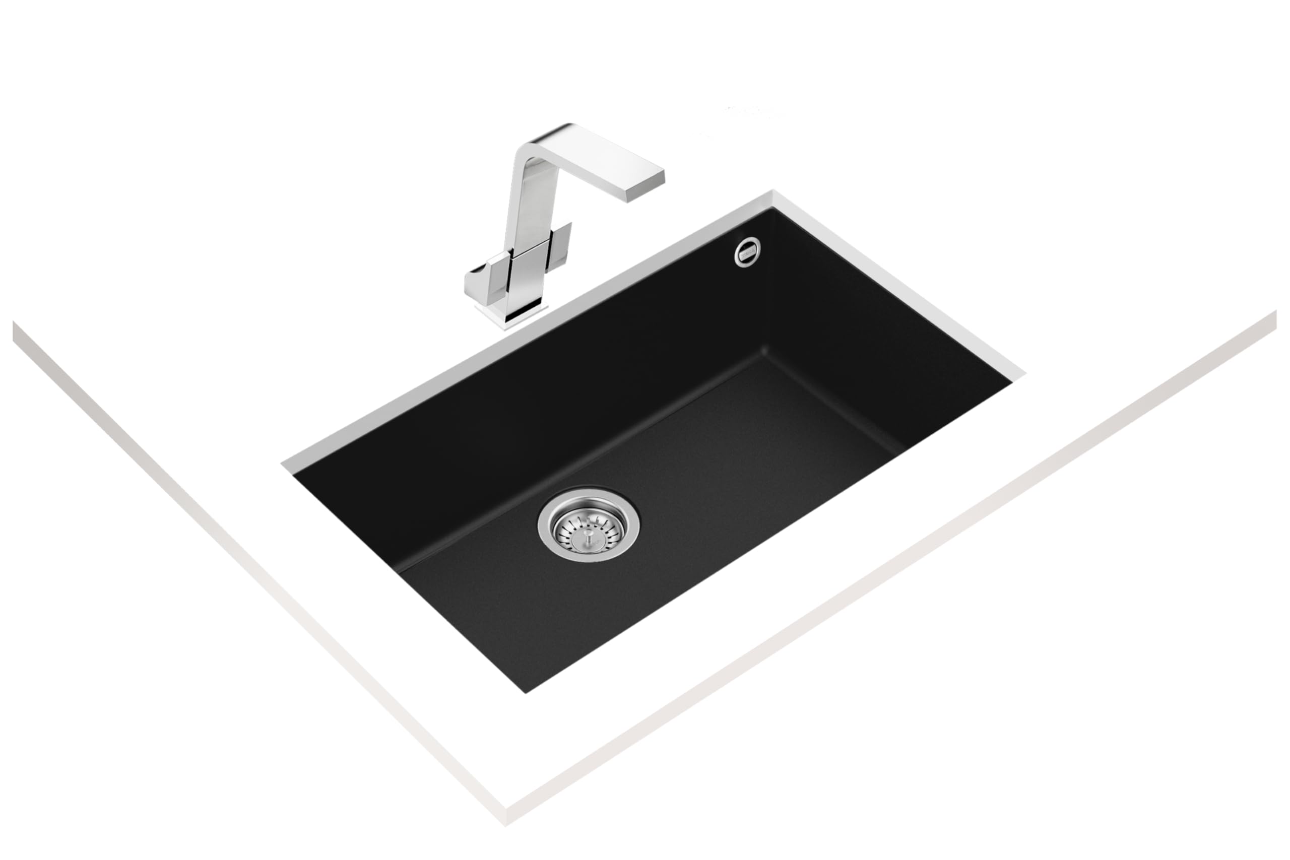 TEKA Fregadero Bajo Encimera 1 Cubeta Granito, 72 cm, Profundidad 200 mm, Resistente a Impactos y Temperaturas, Válvula Canasta 3½” y Sifón, Square 72.40 TG