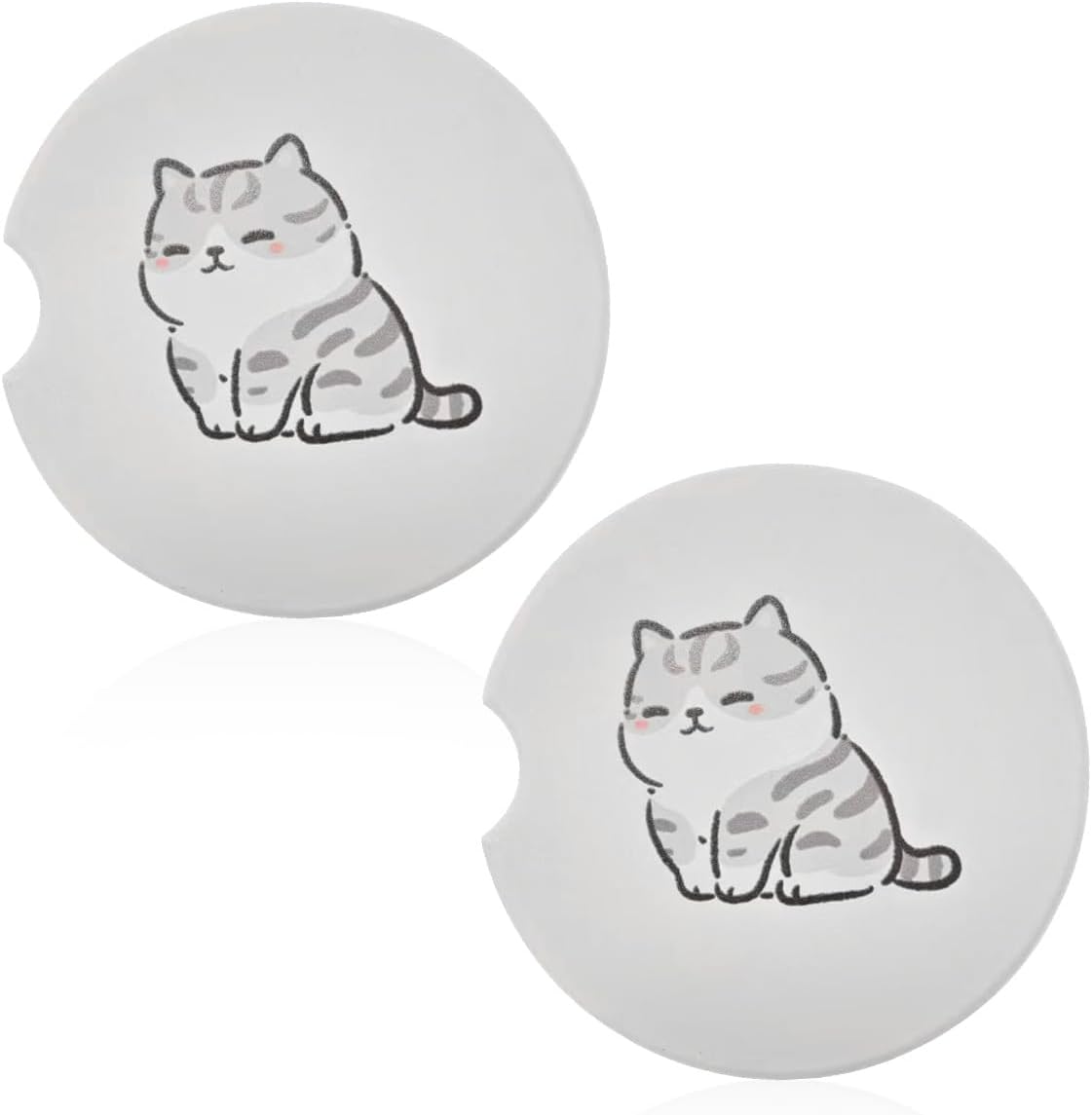 2PCS Cat Car Cup Holder Coasters, Universal Anti-Slip Mat, Grey