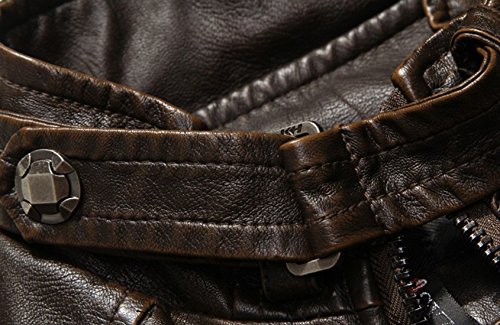 Image of chouyatou Men's Vintage Stand Collar Pu Leather Jacket