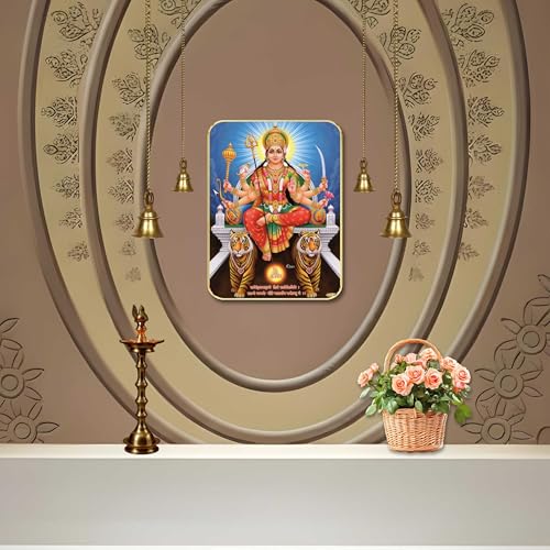 Image of SAF Divine Maa Durga Wall Art with Table Top Stand & Wall Hanging Hole | Premium MDF Religious Painting for Mandir Living Room Bedroom Office Home Decor Gift