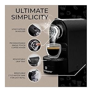 ChefWave Espresso Machine Compatible with Nespresso Capsules Black Bundle with 20 Count Intenso Dark Roast Coffee Capsules and Capsule Holder 2 Items