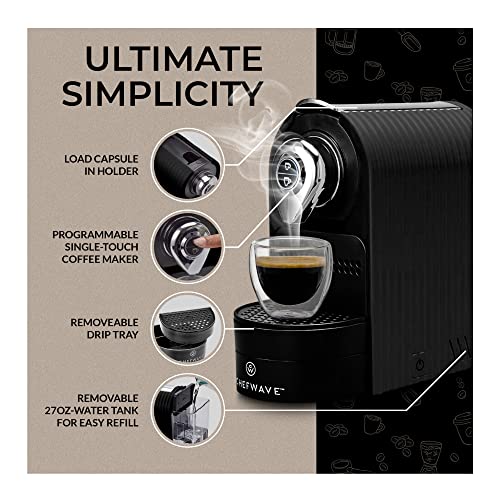 ChefWave-Espresso-Machine-Compatible-with-Nespresso-Capsules-Black-Bundle-with-20-Count-Intenso-Dark-Roast-Coffee-Capsules-and-Capsule-Holder-2-Items ChefWave Espresso Machine Compatible with Nespresso Capsules Black Bundle with 20 Count Intenso Dark Roast Coffee Capsules and Capsule Holder 2 Items