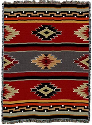 Pure Country Weavers Kaibab Blanket - Southwest Native American Inspired - Gift Tapestry Throw Woven from Cotton - Made in The USA (72x54)