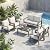 VONZOY Aluminum Patio Conversation Set 6 Pieces Metal Deck Outdoor Furniture 6-Seat All-Weather Rust-Proof Sectional Sofa Set with Removable Cushion for Balcony, Yard, Poolside & Small Spaces