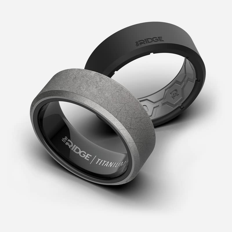 Image of The Ridge Tungsten Rings For Men - Mens Wedding Band - Strong, Durable, and Scratch-Resistant Beveled Ring With Silicone Band