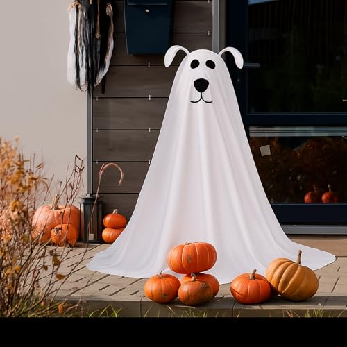 Tujoe LED Halloween Dog Ghost Decorations Outdoor Spooky Glowing Floating