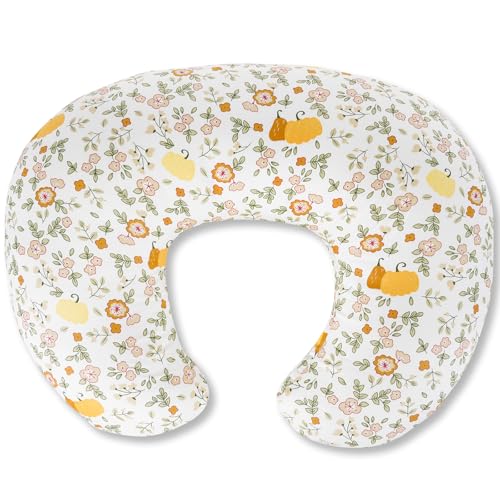 CHANGX3KB Ergonomic Nursing Pillow for Breastfeeding & Bottle Feeding Breastfeeding Pillow to Reduce Back Neck Strain Suitable for Breastfeeding Mom & Baby Washable Cotton Cover(Flower Beige)