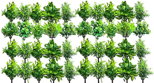 Image of Litleo Artificial Plants Mini Fake Plants, Small Eucalyptus Faux Decorative Grass Plant Without Pot for Home Decor, Indoor, Office, Desk, Shelf, Table Decoration, Art (8)
