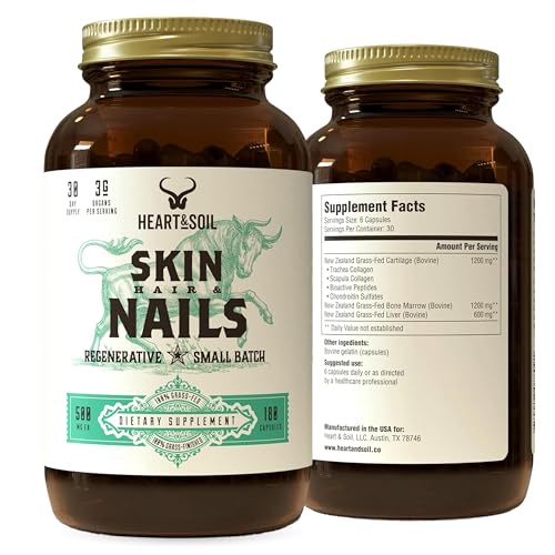 Heart & Soil – 100% Grass Fed & Finished Hair Skin and Nails Supplement from Regenerative Cattle...