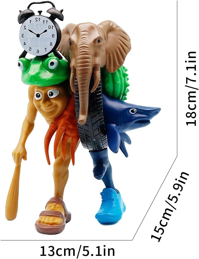 Italian toy Brainrot Action Figures Set,Funny Collectible Figures for Kids & Adults,Tralalero Tralala-Inspired,Creative Shark,Monkey and More Toys,Safe Gifts for Fans Ages 6+ (Fusion Monster)