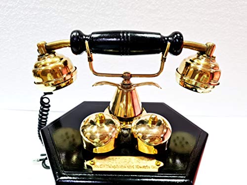 Teléfono Vintage Negro de Madera con Dial Giratorio miniatura 5