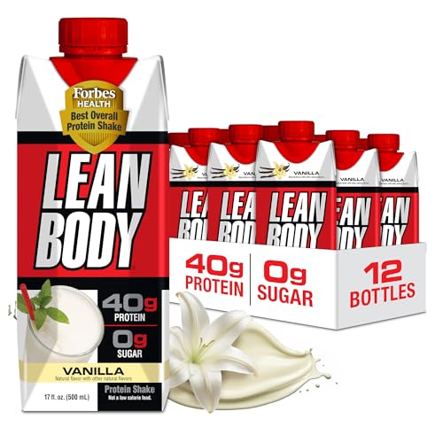 Labrada Lean Body Ready-to-Drink Vanilla Protein Shake, 40g Protein, Whey Blend, 0 Sugar, Gluten Free, 22 Vitamins & Minerals, 17 Fl Oz (Pack of 12)