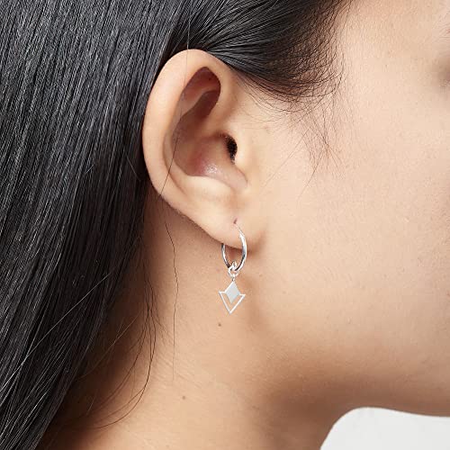 Boma Jewelry Sterling Silver Geometric Diamond & Triangle Snap Down Closure Tube Hoop Earrings2