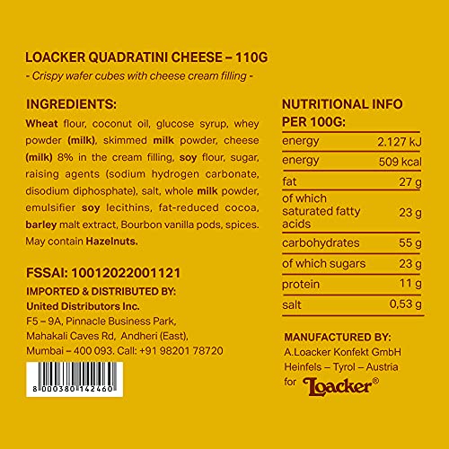 Image of Loacker Quadratini Cheese 110 Gram, Italy