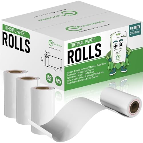 Lot De 50 Rouleaux Thermiques 57 X 27 X 12 Mm Pour Terminal Paiement Portable - Pidion, Ingenico 8550