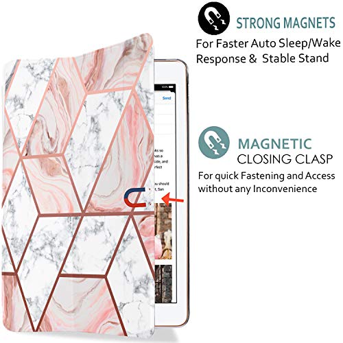 Image of DuraSafe Cases for iPad PRO 12.9 3 [ 3rd Generation 2018 ] A1876 A2014 A1895 MTHN2HN /A MTHU2HN /A MTEL2HN /A MTEM2HN /A Trifold Printed PC Lightweight Protective Clear Back Cover - Marble Pink