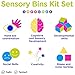 LOLO TOYS Sensory Kit for Toddlers and Kids - Includes 5 Bins with Lids, Play Tools, Sand, Feathers, Clay, Color Beads and Pom Poms Kids Box Fillers