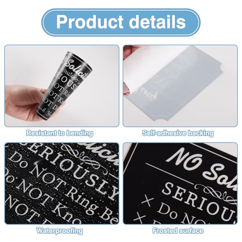 Image of No Soliciting Sign for Front Door,Self-Adhesive Elegant Do Not Knock or Ring Doorbell No Soliciting Sticker for Home, No Solicitors Sign for Doorbell, House Door, Home, Office 6.3''x4.3''