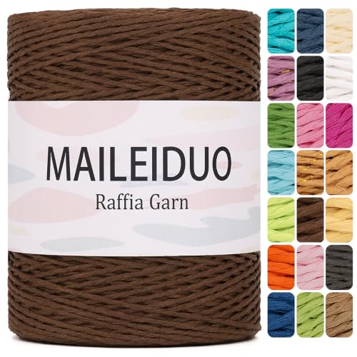Image of Raffia Yarn for Crochet Bags Raffia Ribbon for Gift Wrapping 2mm X 328 Yards Raffia String Paper Ribbon Yarn for Sun Hat Beach Bag Crochet Crafting DIY Crafts