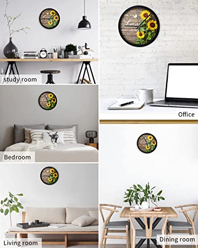 Round-Wall-Clocks-Battery-Operated-Rustic-Wood-Plank-Blooming-Sunflower-Primitive-Country-Silent-Non-Ticking-Wall-Clock-Wall-Clock-for-Living-RoomBedroomKitchenOfficeDecor-10inch Round Wall Clocks Battery Operated Rustic Wood Plank Blooming Sunflower Primitive Country Silent Non Ticking Wall Clock Wall Clock for Living RoomBedroomKitchenOfficeDecor 10inch
