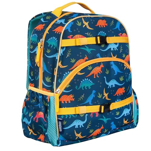 Image of Wildkin Kids Backpack for Boys & Girls, ECO rPET Recycled Lightweight 17 inch Large Bookbag with Padded Straps - Ideal for Middle School, Travel & Daycare, Ages 7-14 - Jurassic Dinosaurs
