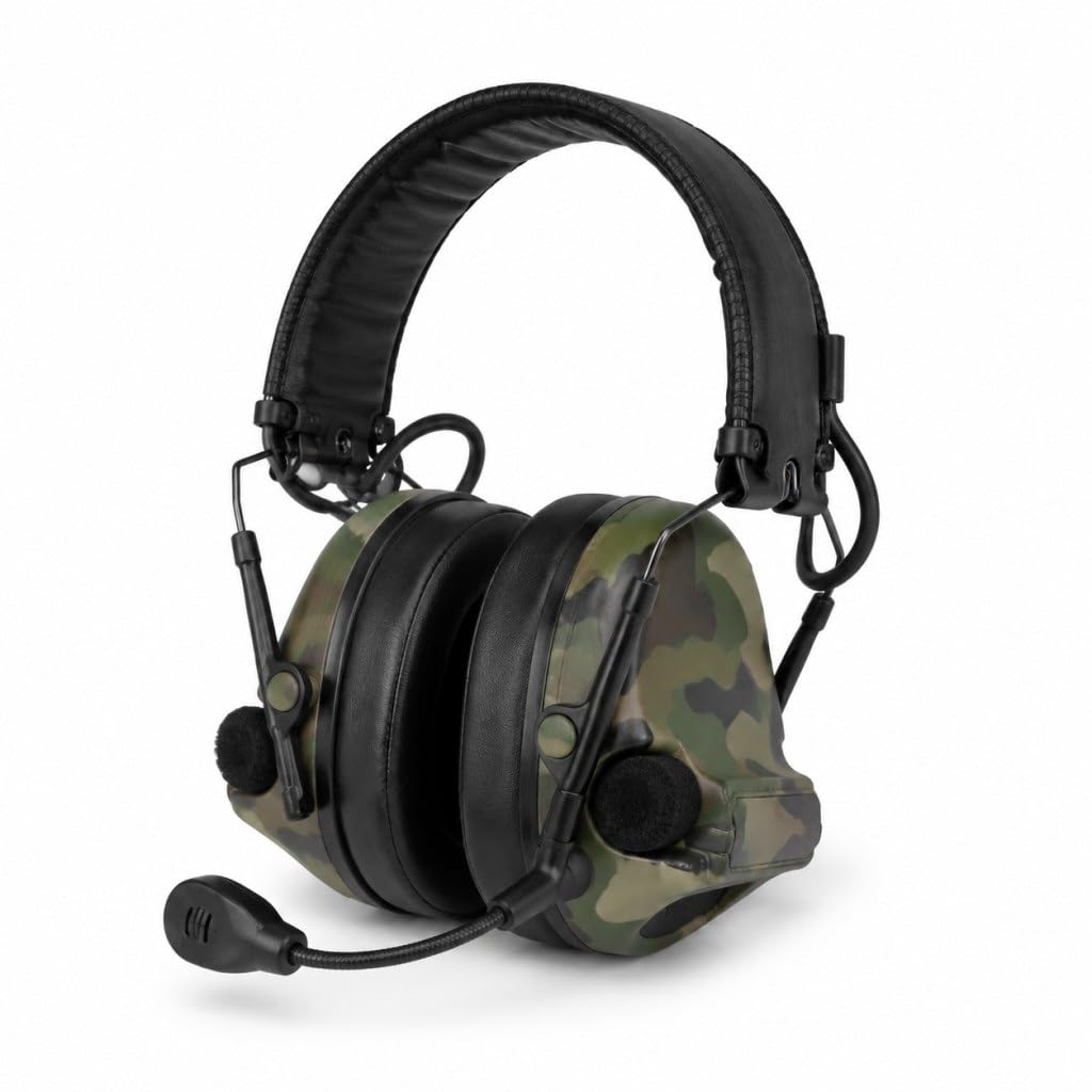 Camo C5 - Auriculares tácticos: reducción de ruido, amplificación de sonido, ligeros para comunicación al aire libre (CP)