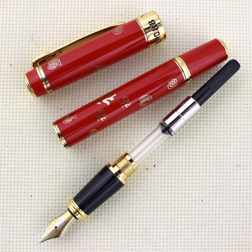 Gullor Senior Fountain Pen HERO 88 Red Jubilant With Golden Chinese 'FU' (Blessing) Iridium Nib + Gift Box