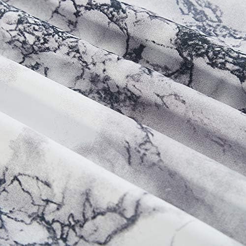 Vaulia Lightweight Microfiber Sheets, White Marble Printed Pattern, King Size 3-Piece ( 1 Fitted Sheet, 2 Pillowcases )