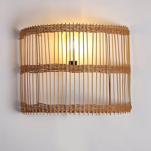 Image of Habere India-All the Cultures Fabricating India Wall Lamps for Bedroom | Decor Lights | Night Lamp for Bedroom | Wall Mount Lights | Cane Lamp - Semicircular (M:40 * 31 * 16 cm)