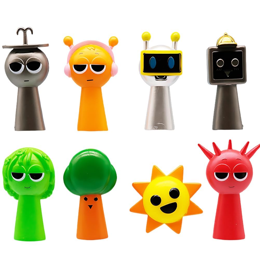 ZPSOSPZ 8pcs Rhythm Box Action Figures, Rhythm Box Figures Set, Funny Cartoon Anime Games Figurine Collectible Horror Games Sculpture, Rhy-thm Merchandise Model For Fans Kids Adults