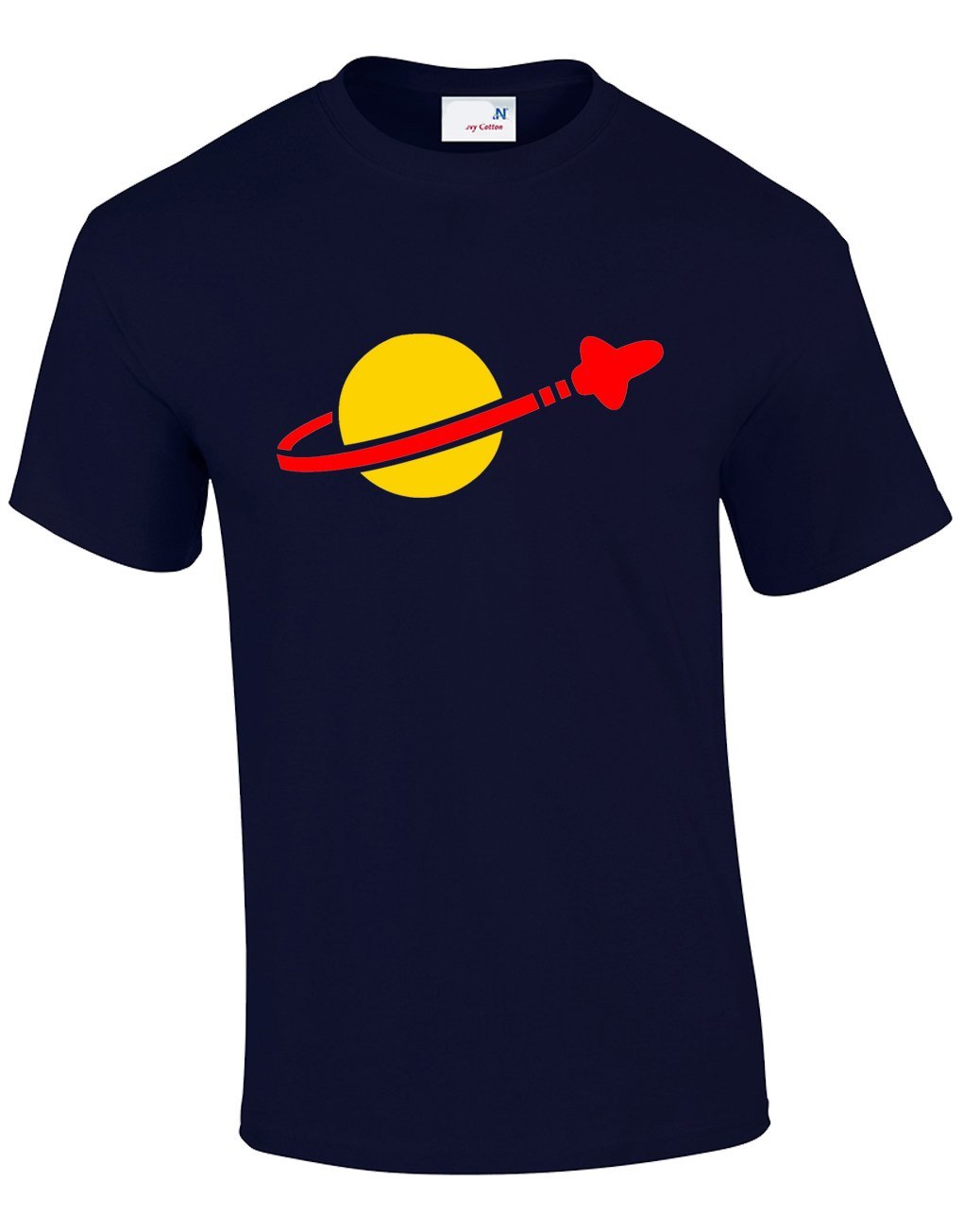 Crown Designs Men's Navy Bricks Spaceman Logo Family Movie Film Inspired For & Teenagers T-Shirts Tops - /Medium